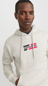JACK & JONES JJECORP graphic sweat hood in white melange - Image 7