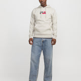 JACK & JONES JJECORP graphic sweat hood in white melange - Image 4
