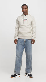 JACK & JONES JJECORP graphic sweat hood in white melange - Image 4