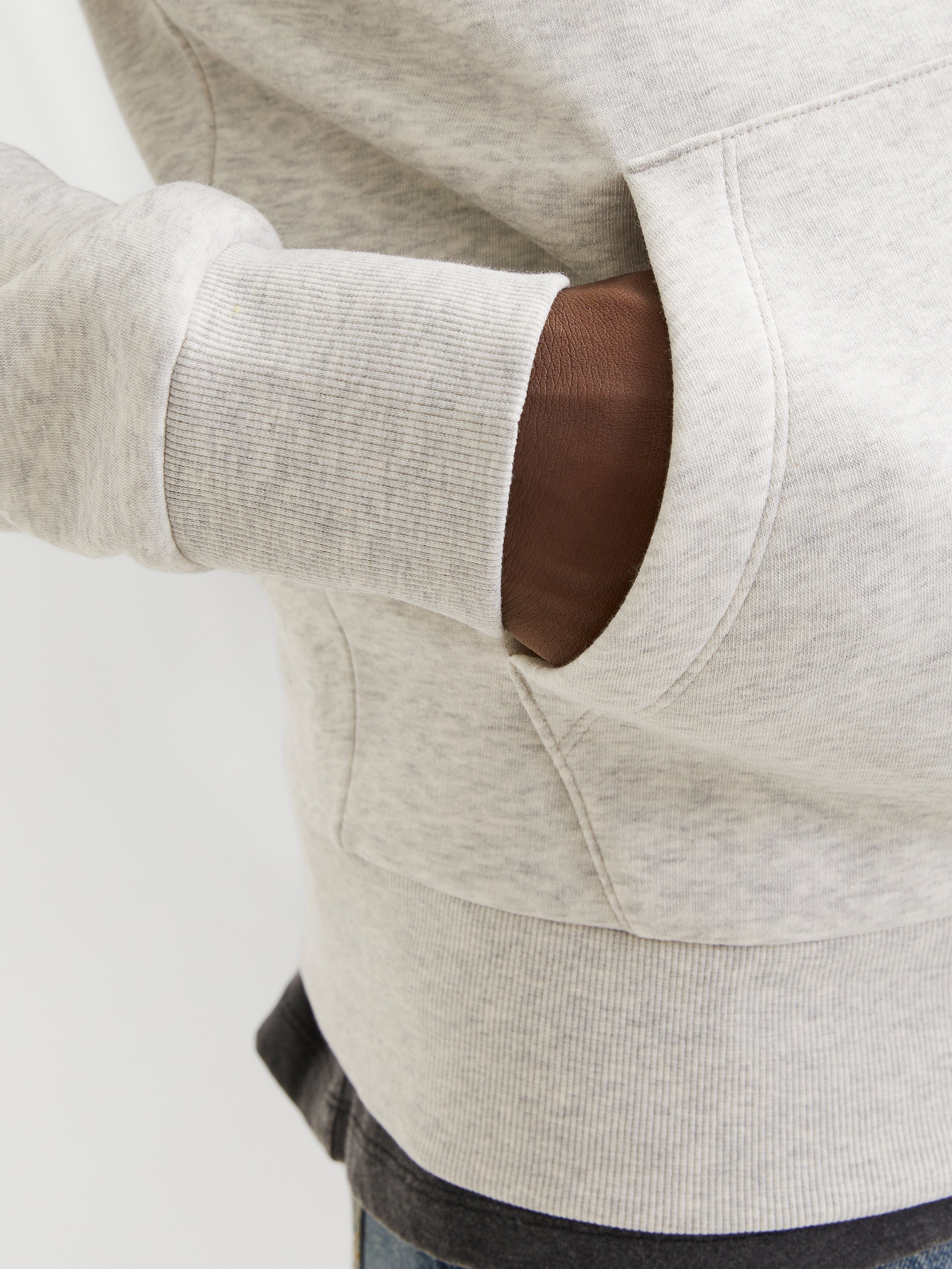JACK & JONES JJECORP graphic sweat hood in white melange - Image 6