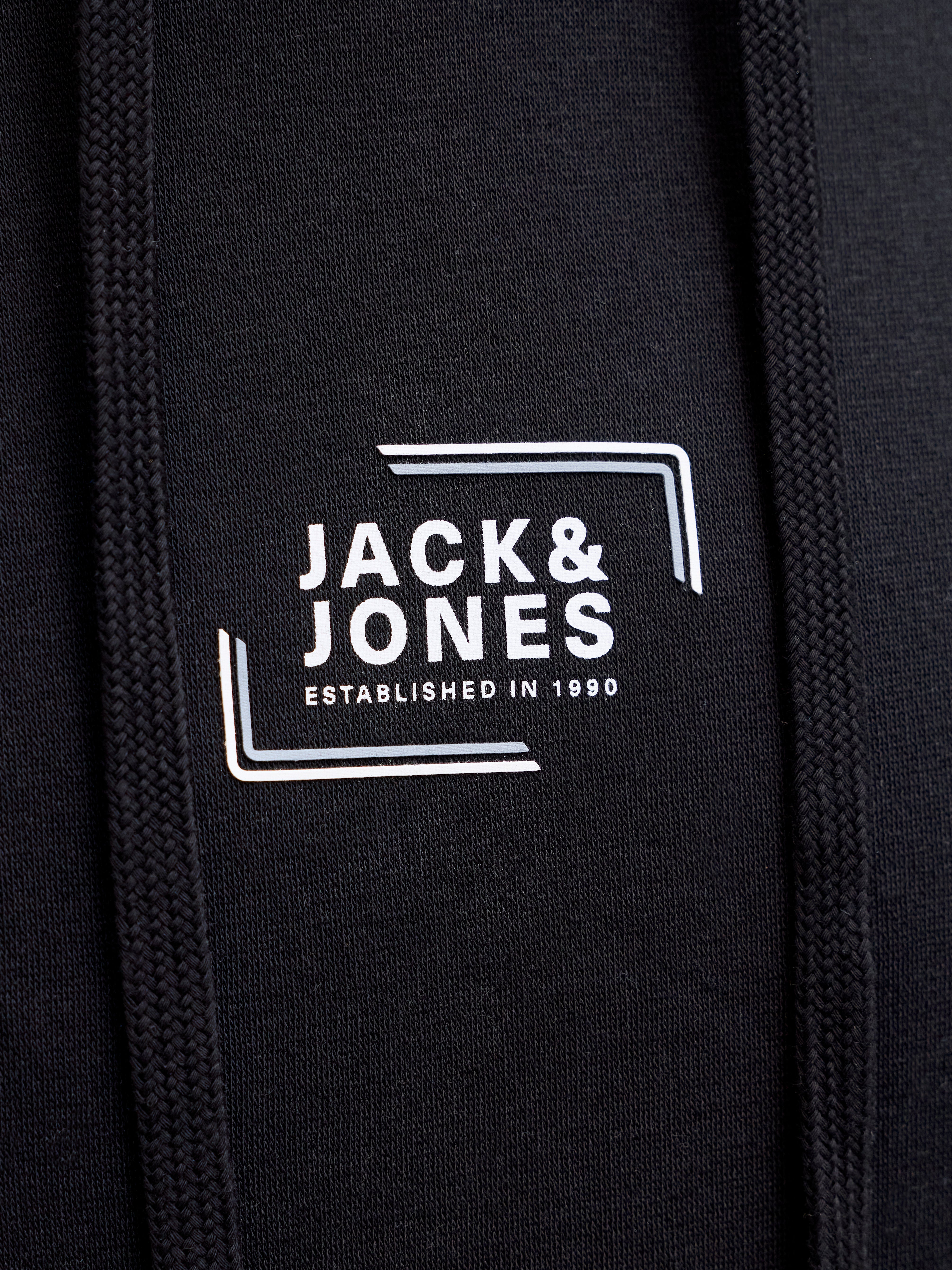 JACK & JONES JJECORP graphic sweat hood - black