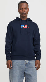 JACK & JONES JJECORP graphic sweat hood in sky captain - Image 1