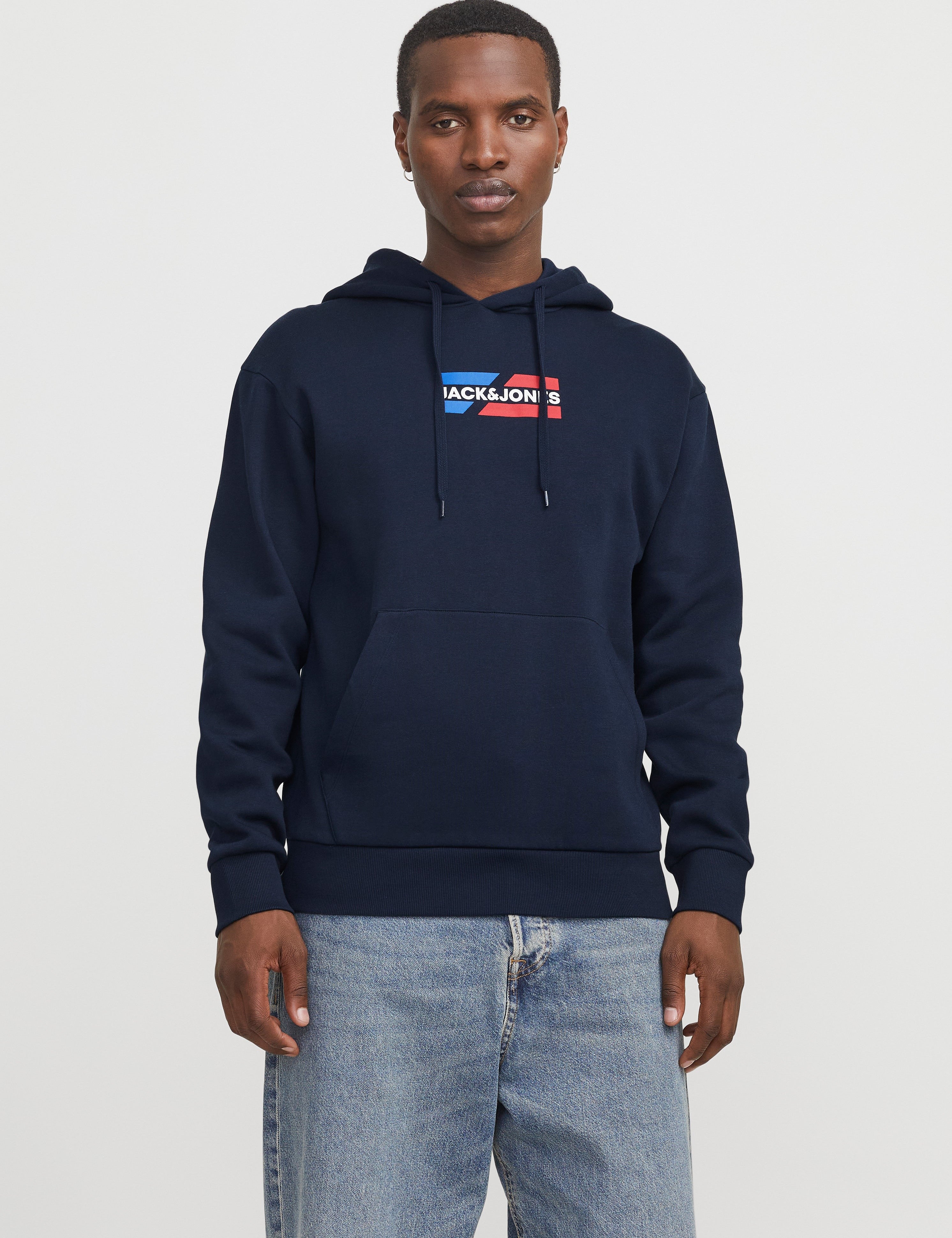 JACK & JONES JJECORP graphic sweat hood in sky captain - Image 1
