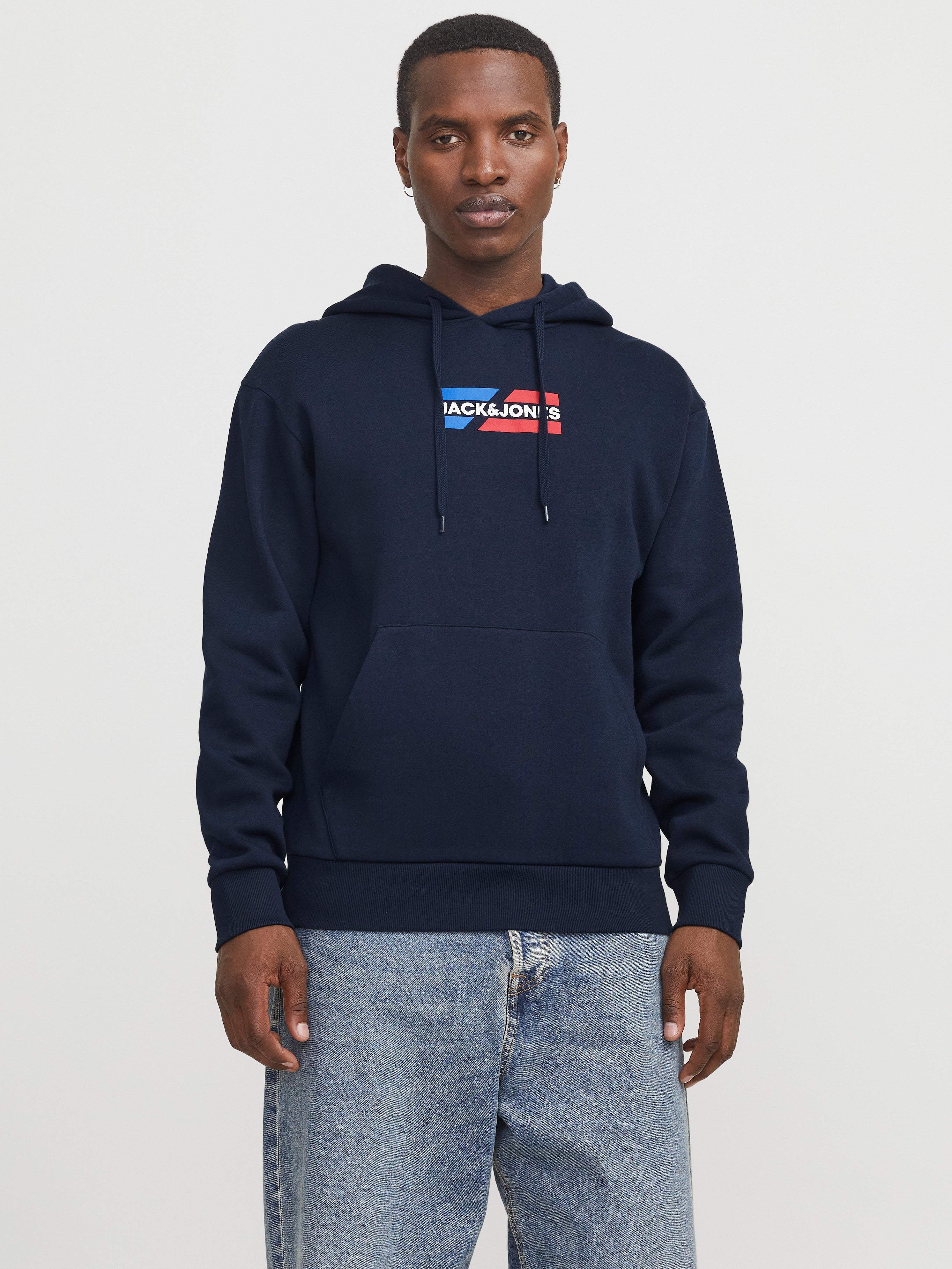 JACK & JONES JJECORP graphic sweat hood in sky captain - Image 1