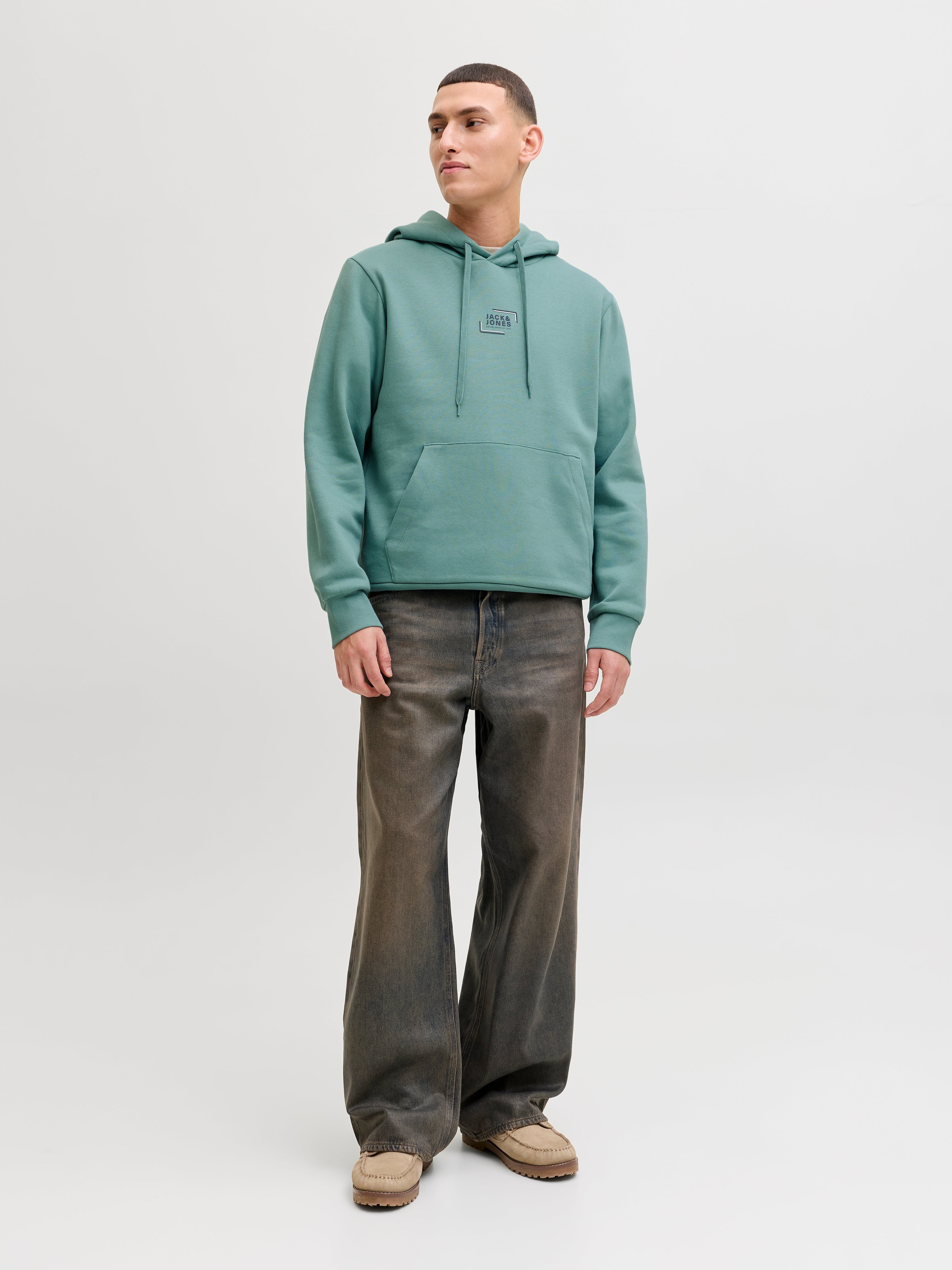 JACK & JONES JJECORP graphic sweat hood in oceanview - Image 4