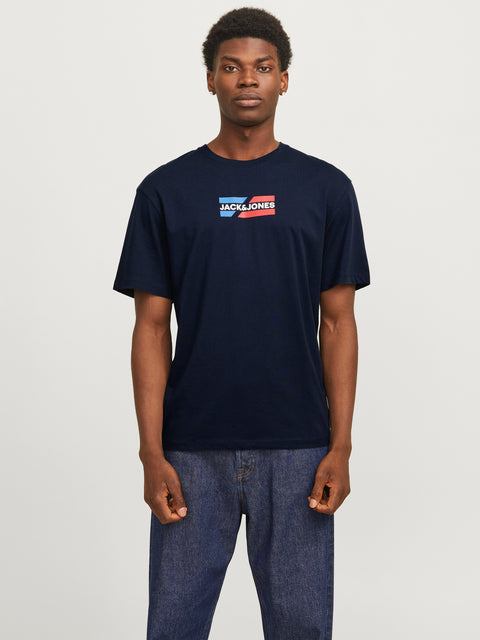 JACK & JONES JJECORP graphic tee o-neck in sky captain