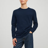 JACK & JONES JJEBASIC knit crew neck in navy blazer - Image 1