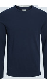 JACK & JONES JJEBASIC knit crew neck in navy blazer - Image 3