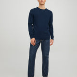 JACK & JONES JJEBASIC knit crew neck in navy blazer - Image 5