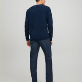 JACK & JONES JJEBASIC knit crew neck in navy blazer - Image 2