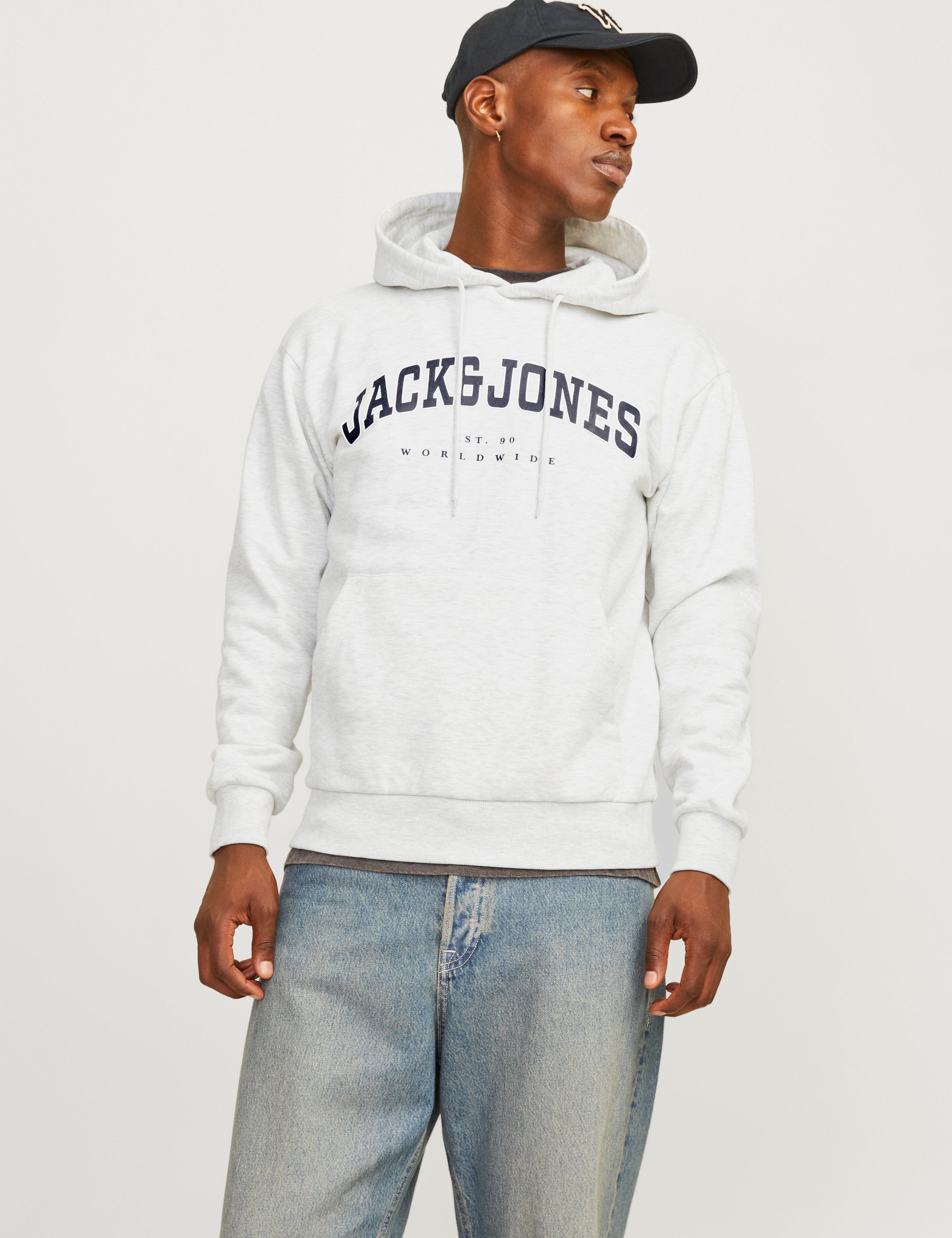 JACK & JONES JJECALEB varsity sweat hood in canteen - Image 1