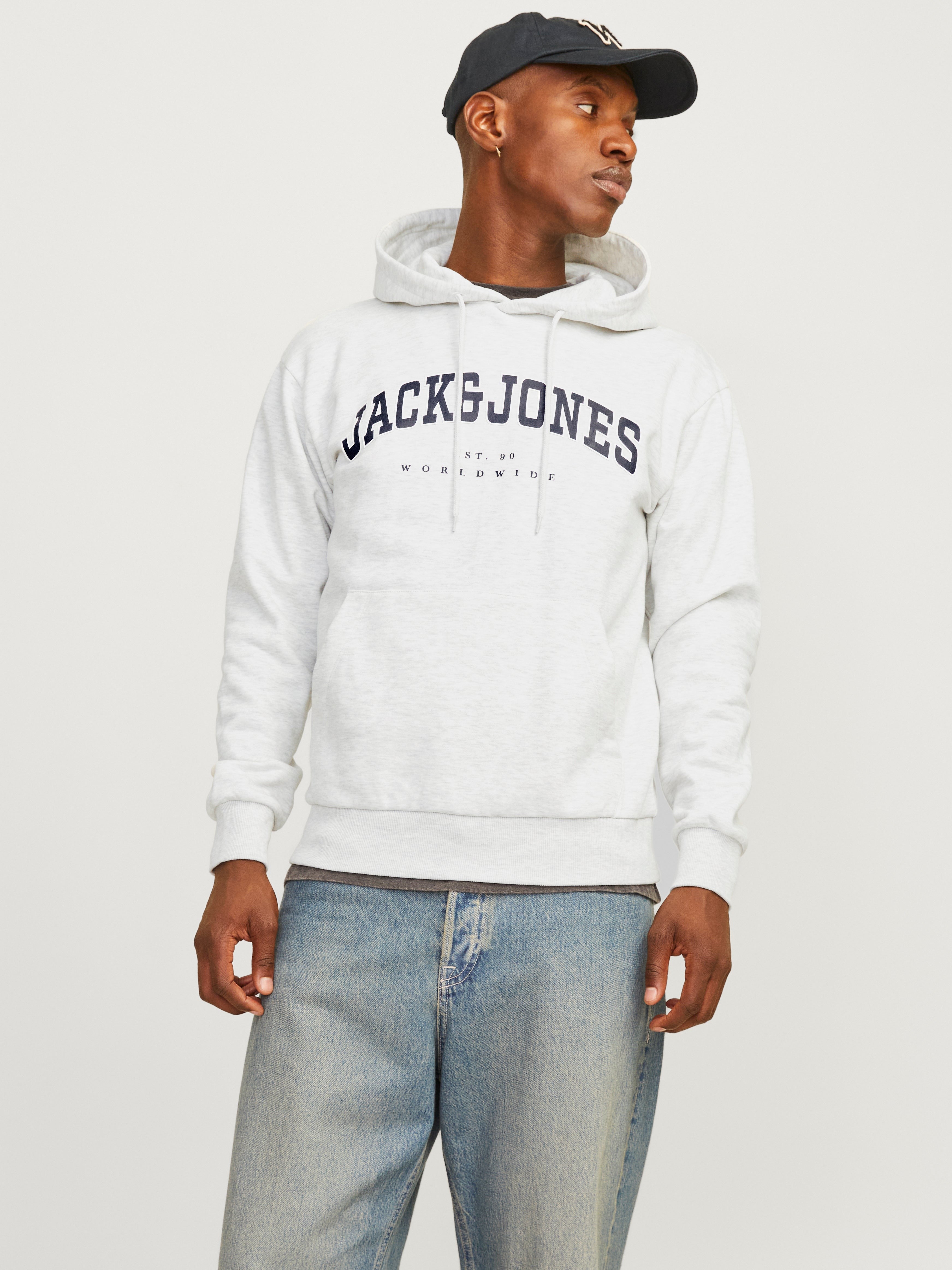 JACK & JONES JJECALEB varsity sweat hood in canteen - Image 1
