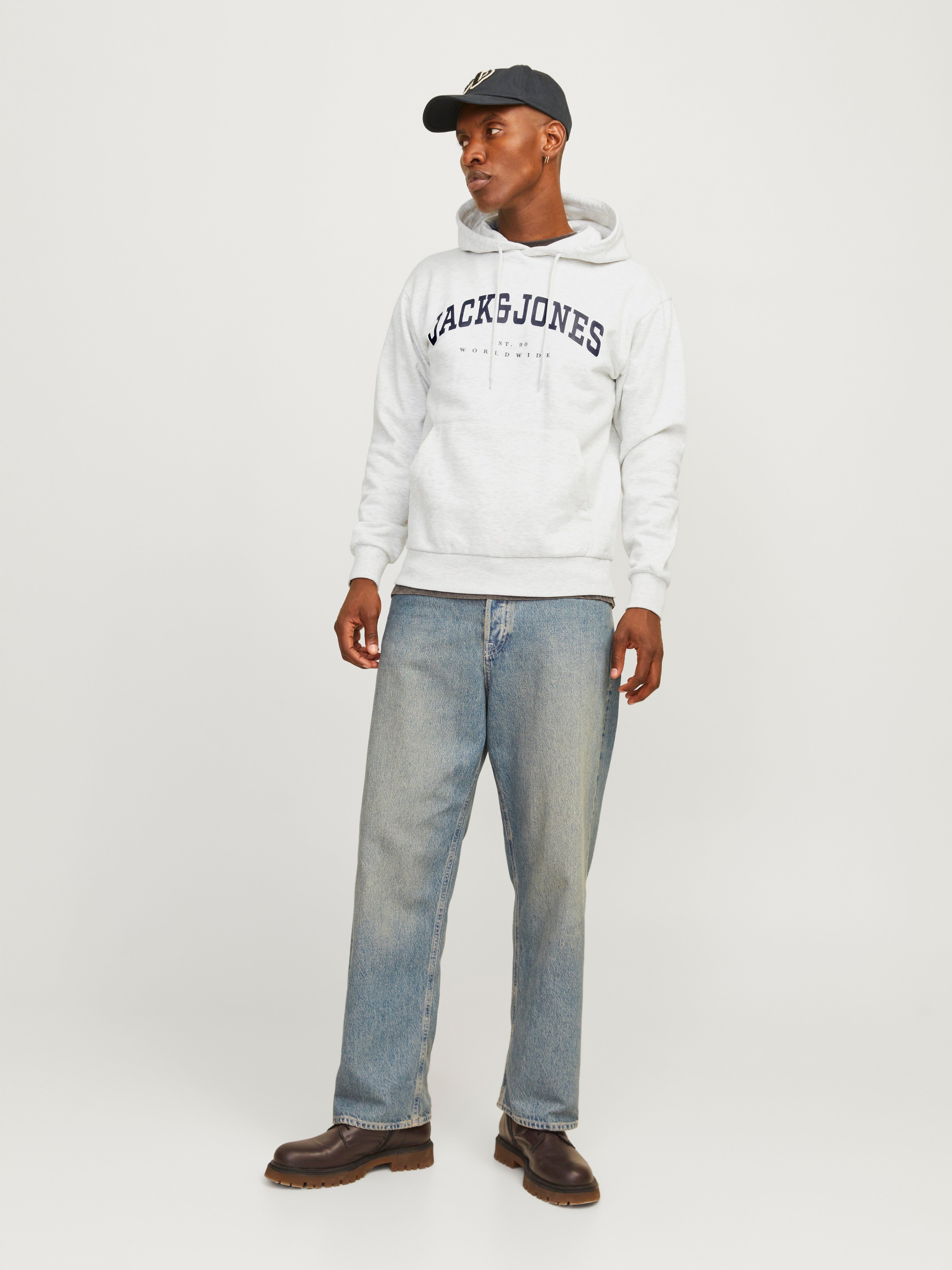 JACK & JONES JJECALEB varsity sweat hood in canteen - Image 4
