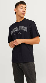 JACK & JONES JJECALEB varsity tee o-neck in black - Image 1