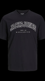 JACK & JONES JJECALEB varsity tee o-neck in black - Image 3