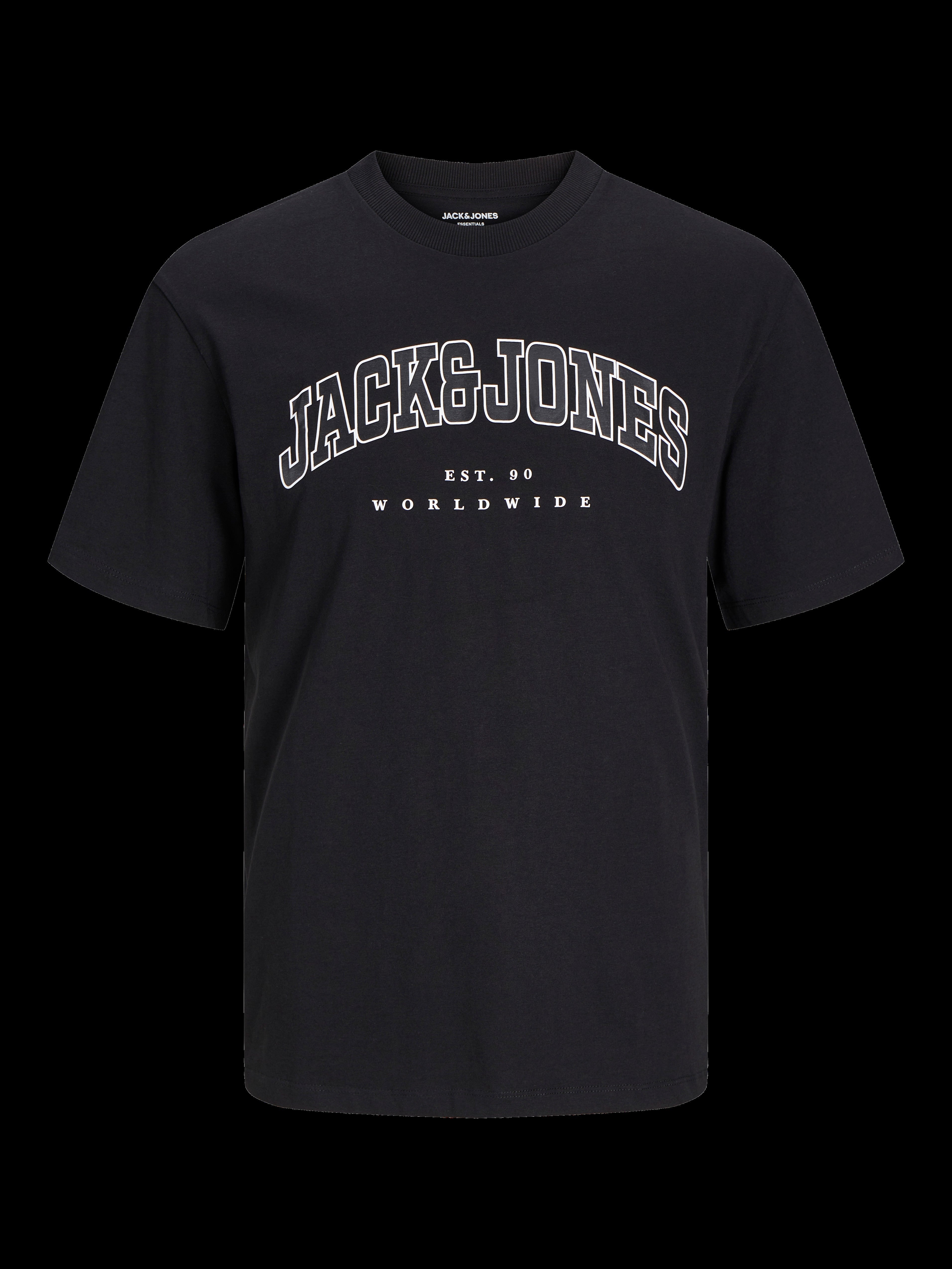 JACK & JONES JJECALEB varsity tee o-neck in black - Image 3