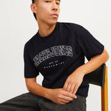 JACK & JONES JJECALEB varsity tee o-neck in black - Image 7