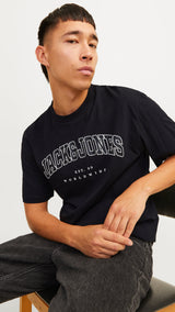 JACK & JONES JJECALEB varsity tee o-neck in black - Image 7