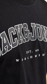 JACK & JONES JJECALEB varsity tee o-neck in black - Image 6