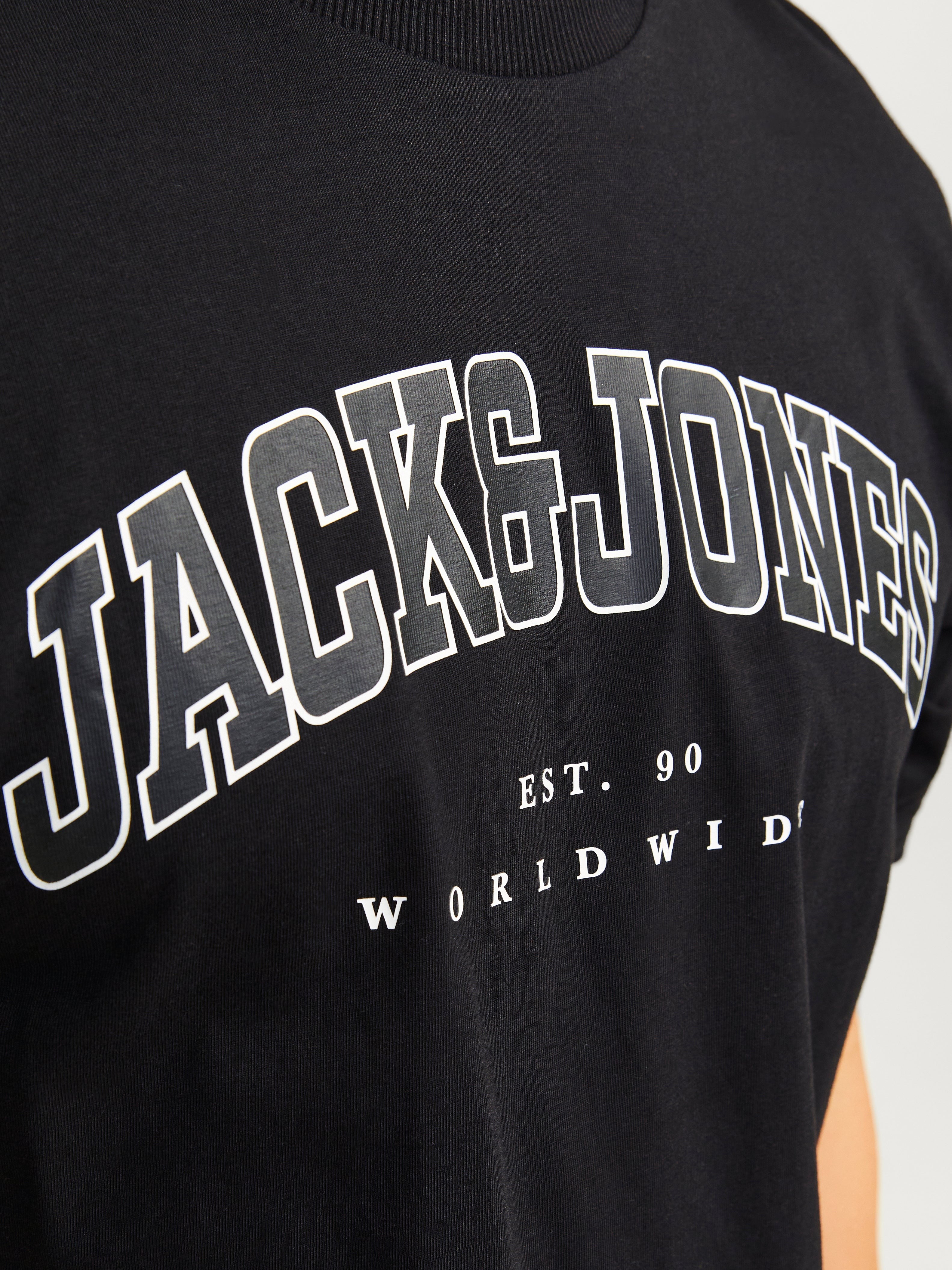 JACK & JONES JJECALEB varsity tee o-neck in black - Image 6