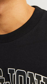 JACK & JONES JJECALEB varsity tee o-neck in black - Image 5