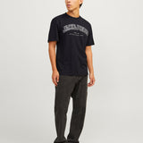 JACK & JONES JJECALEB varsity tee o-neck in black - Image 4