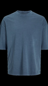 JACK & JONES JJECHARGE faded tee o-neck in mood indigo - Image 3