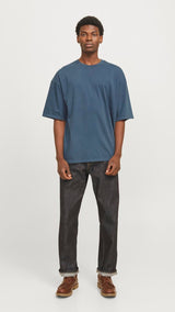 JACK & JONES JJECHARGE faded tee o-neck in mood indigo - Image 4