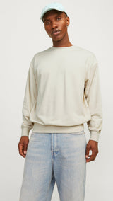 JACK & JONES JJECHARGE sweat crew neck in moonbeam - Image 1