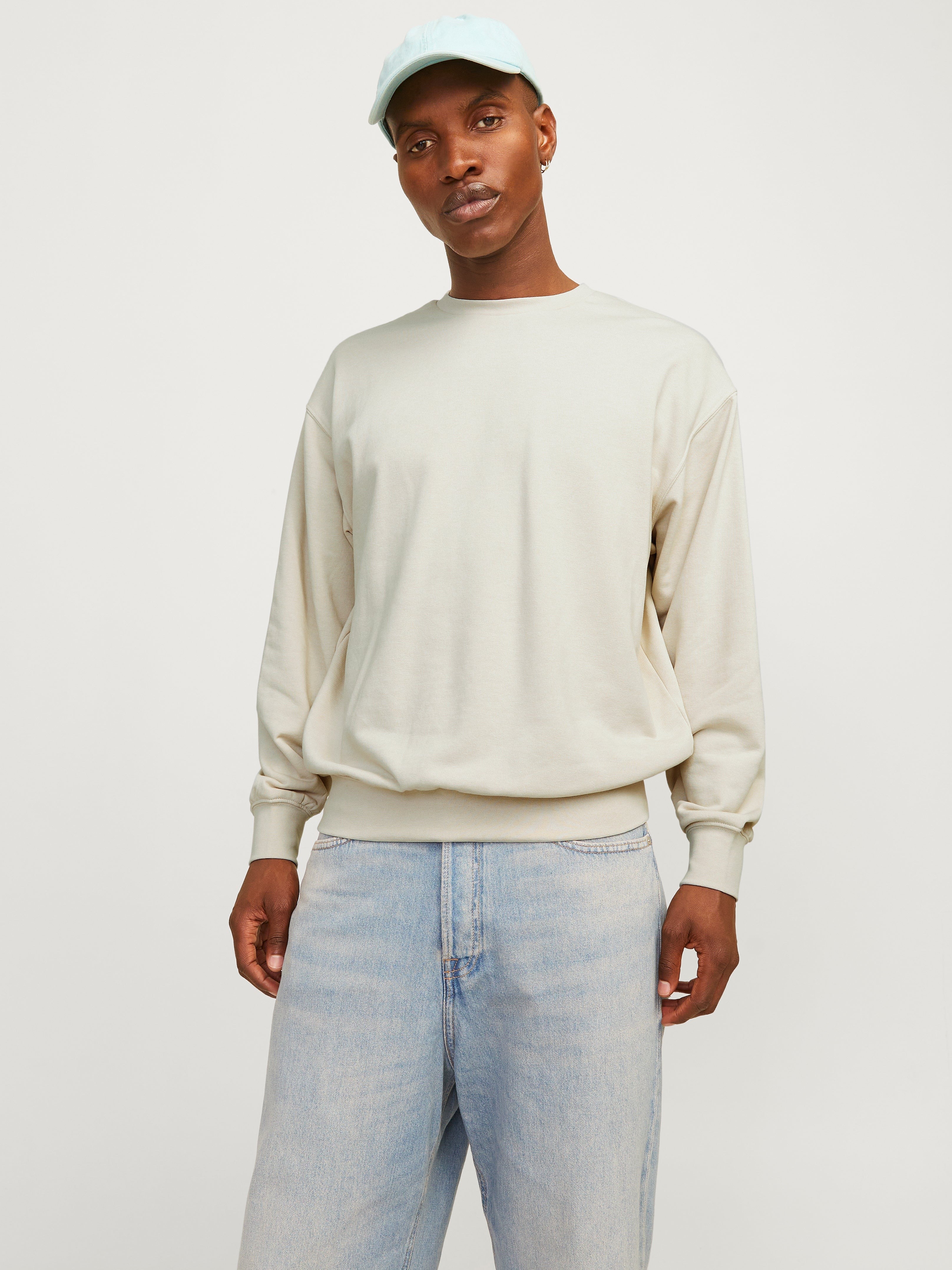 JACK & JONES JJECHARGE sweat crew neck in moonbeam - Image 1