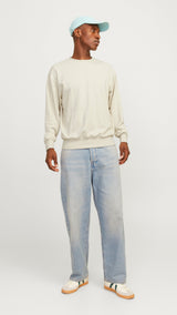 JACK & JONES JJECHARGE sweat crew neck in moonbeam - Image 4
