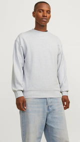 JACK & JONES JJECHARGE sweat crew neck in white melange - Image 1