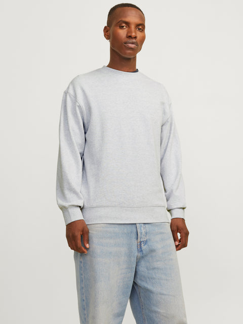 JACK & JONES JJECHARGE sweat crew neck in white melange