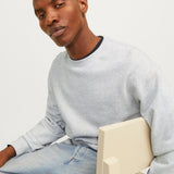 JACK & JONES JJECHARGE sweat crew neck in white melange - Image 7