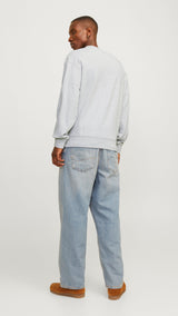 JACK & JONES JJECHARGE sweat crew neck in white melange - Image 2