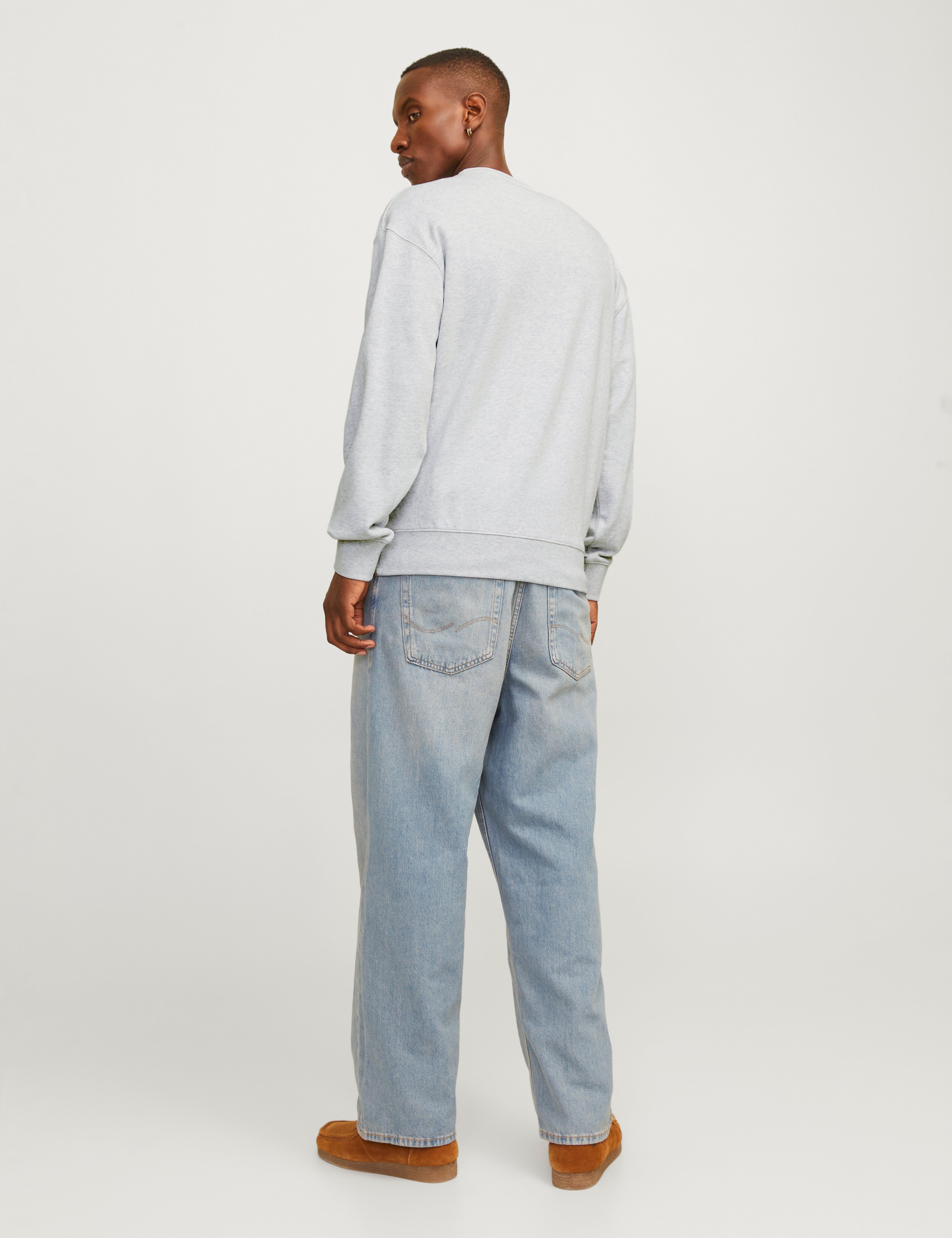 JACK & JONES JJECHARGE sweat crew neck in white melange - Image 2