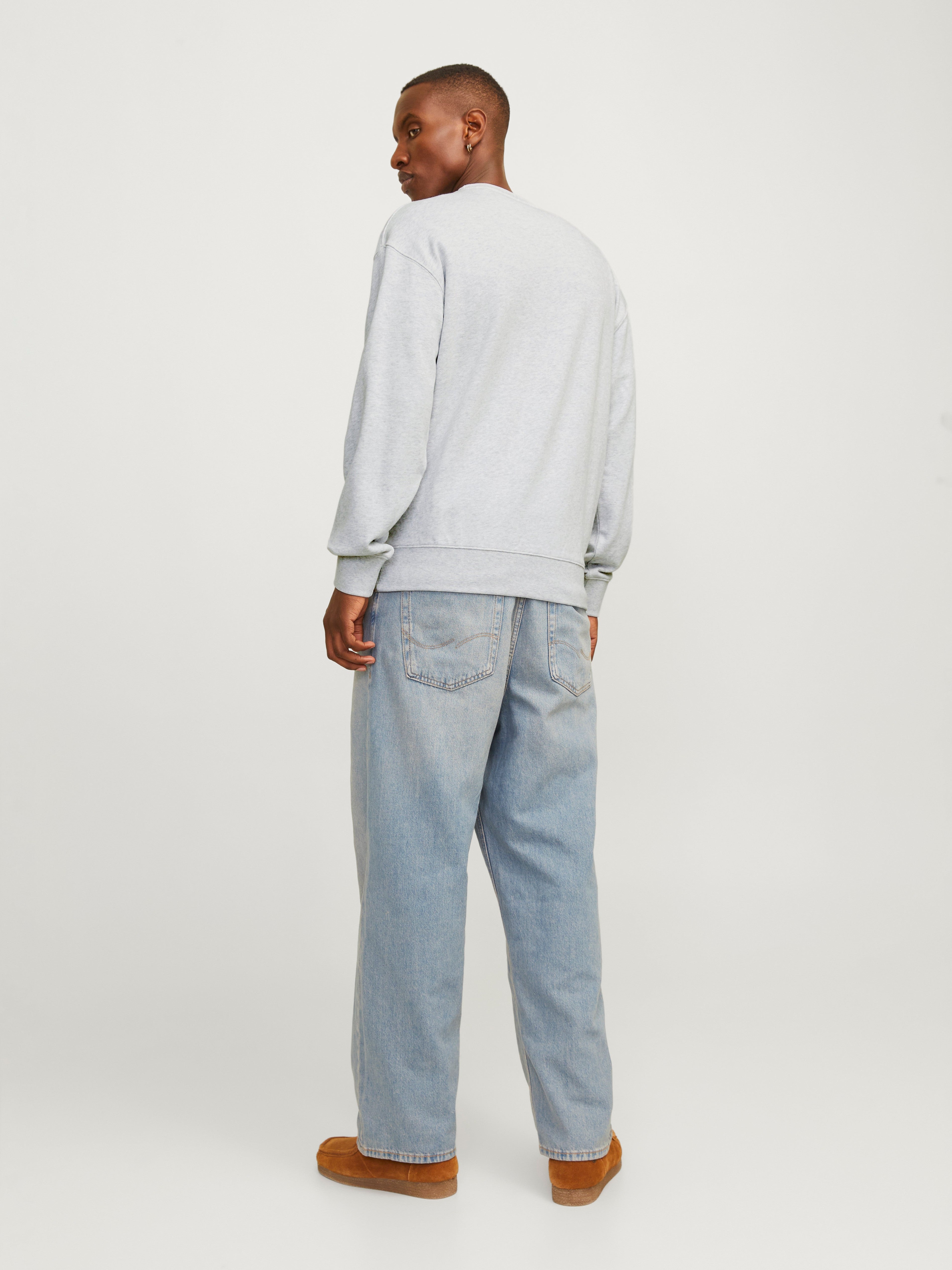 JACK & JONES JJECHARGE sweat crew neck in white melange - Image 2