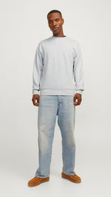 JACK & JONES JJECHARGE sweat crew neck in white melange - Image 4