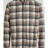 JACK & JONES JJECLASSIC flannel check shirt in antique white - Image 3