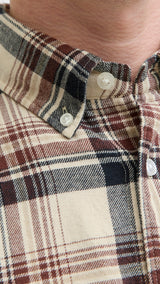 JACK & JONES JJECLASSIC flannel check shirt in antique white - Image 5