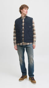 JACK & JONES JJECLASSIC flannel check shirt in antique white - Image 4