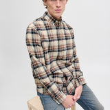 JACK & JONES JJECLASSIC flannel check shirt in antique white - Image 7