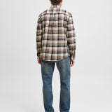 JACK & JONES JJECLASSIC flannel check shirt in antique white - Image 2