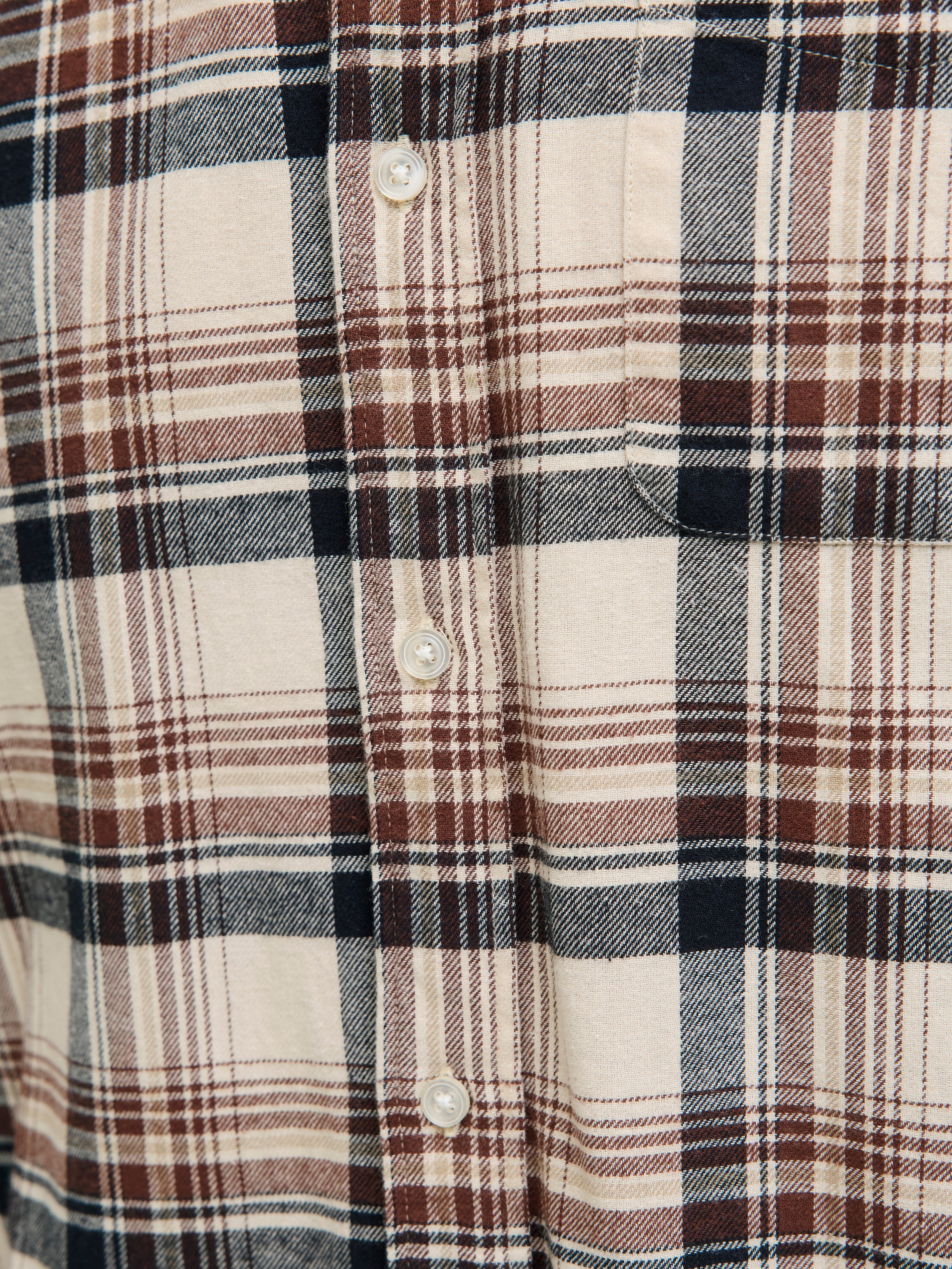 JACK & JONES JJECLASSIC flannel check shirt in antique white - Image 6