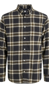 JACK & JONES JJECLASSIC flannel check shirt in black - Image 3