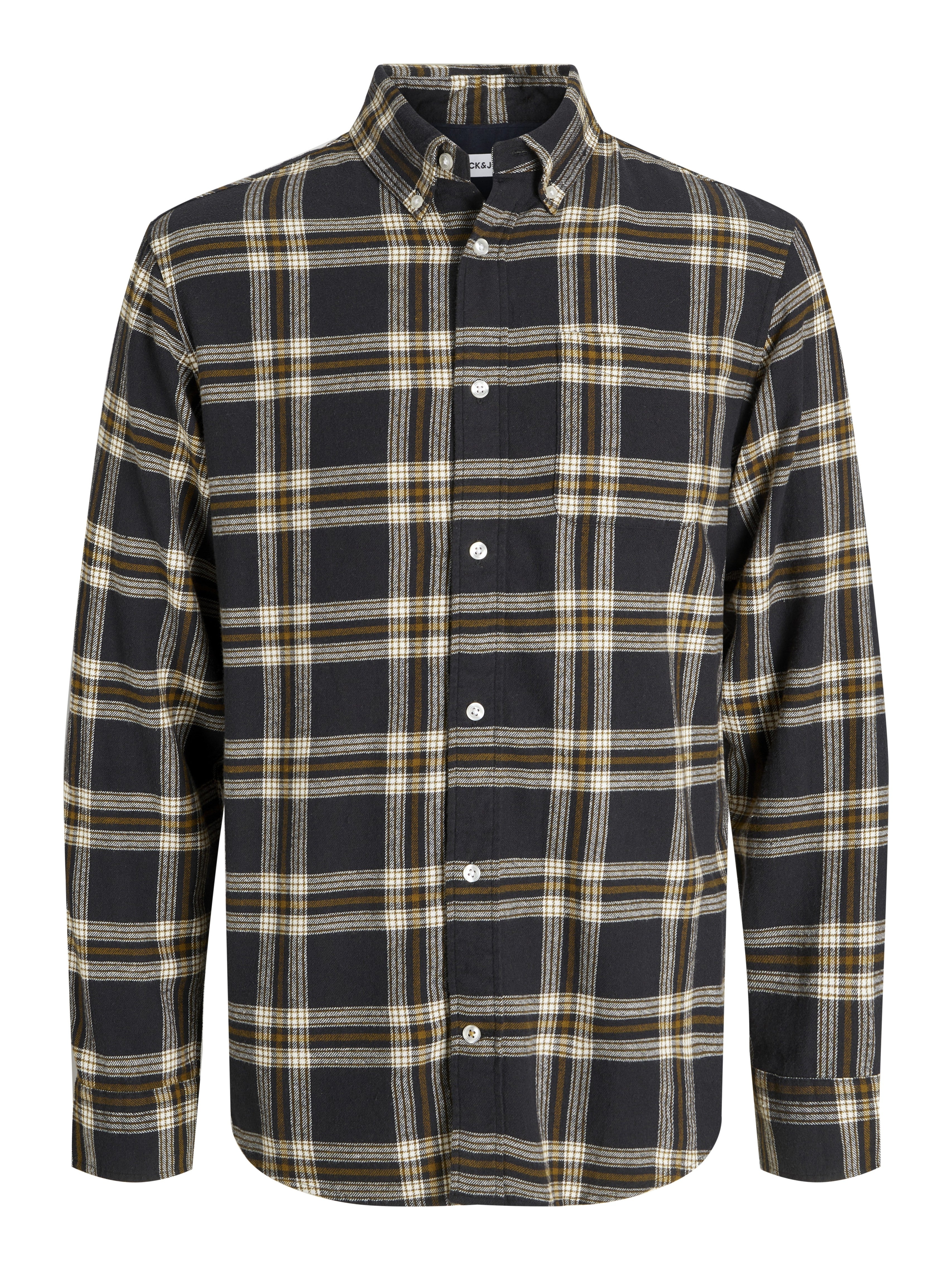 JACK & JONES JJECLASSIC flannel check shirt in black - Image 3