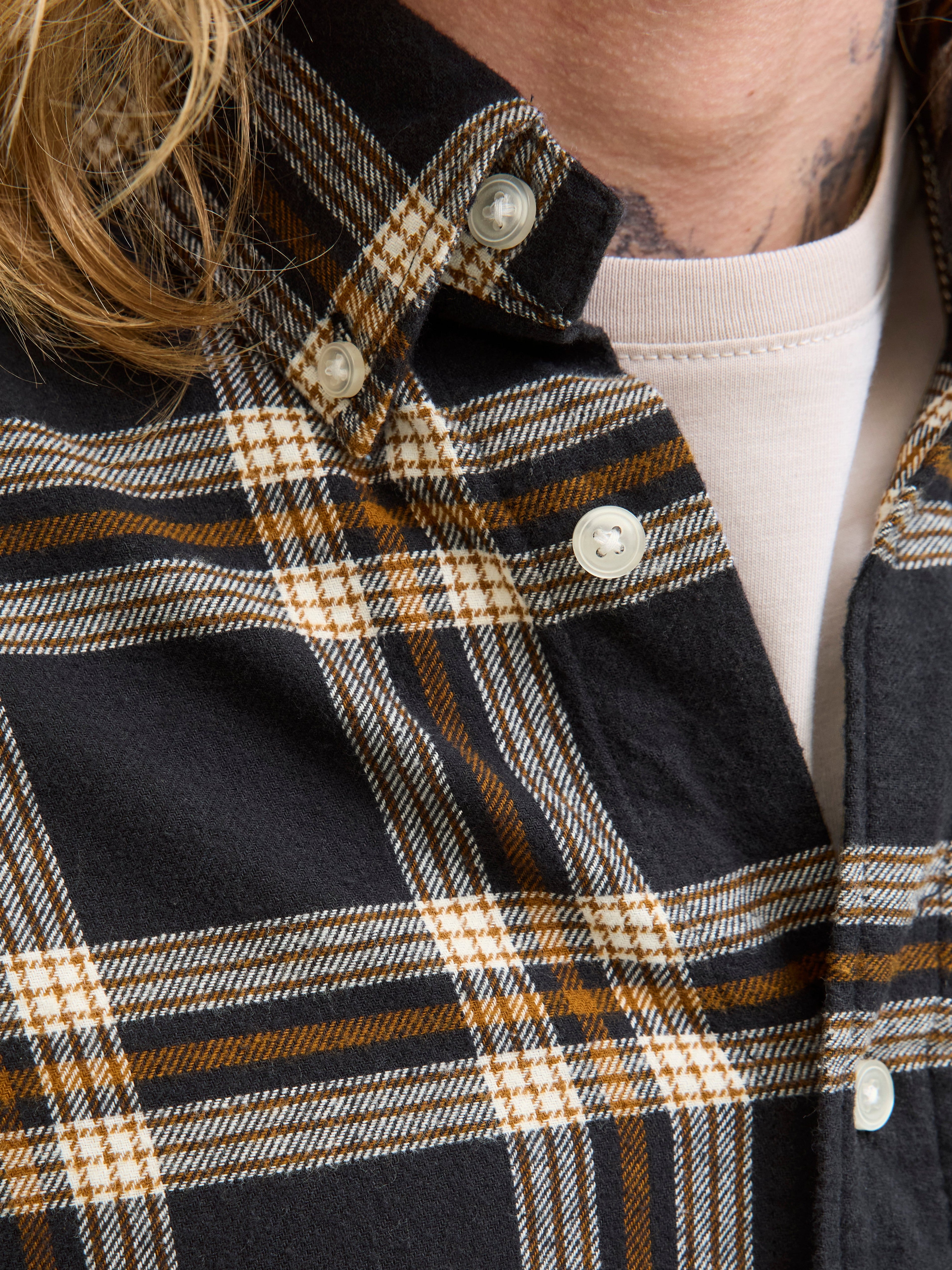 JACK & JONES JJECLASSIC flannel check shirt in black - Image 6