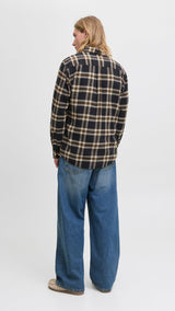 JACK & JONES JJECLASSIC flannel check shirt in black - Image 2