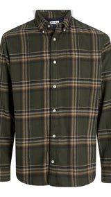 JACK & JONES JJECLASSIC flannel check shirt in rosin - Image 3