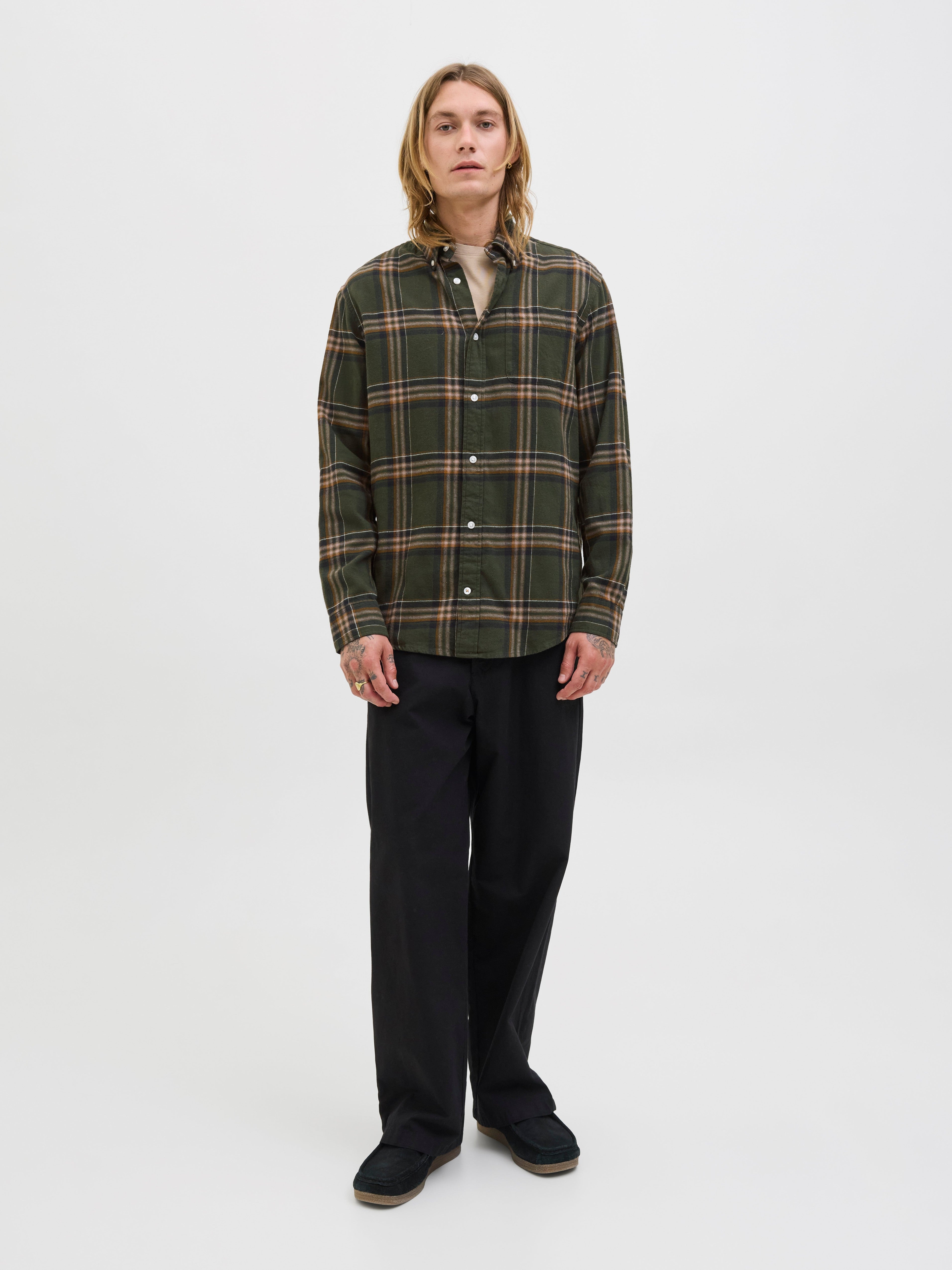 JACK & JONES JJECLASSIC flannel check shirt in rosin - Image 4